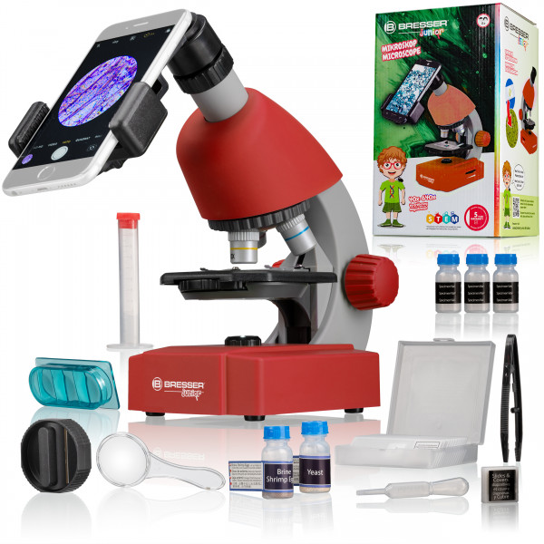 Bresser Junior 40x-640x microscope (red)